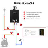 Camplux BW158BC 6L Instant Gas Water Heater with Rain Cap for Outdoor Shower Camping RV Trip Horse Washing [Energy Class A+] - Xtrusion Overland