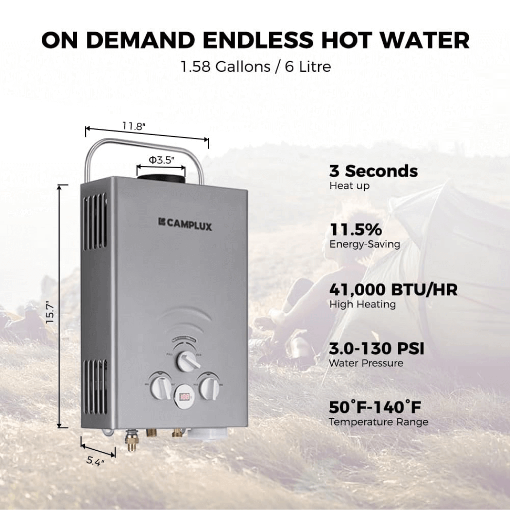 Camplux BW158GP60 Camping Water Heater With Pump Kit - Xtrusion Overland