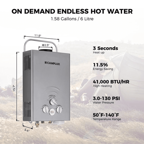 Camplux BW158GP60 Camping Water Heater With Pump Kit - Xtrusion Overland