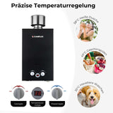 Camplux BW264BC 10 Liter Gasdurchlauferhitzer im Freien 50mbar, Tankless Gasdusche mit Edelstahl-Regenkappe, Propangas/Butangas, für Campingdusche/Wohnmobilausflug/Waschpferd - Xtrusion Overland