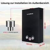 Camplux BW264BC 10 Liter Gasdurchlauferhitzer im Freien 50mbar, Tankless Gasdusche mit Edelstahl-Regenkappe, Propangas/Butangas, für Campingdusche/Wohnmobilausflug/Waschpferd - Xtrusion Overland