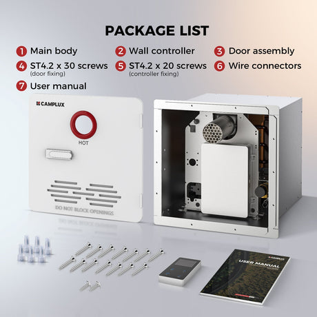 Camplux Classic 65,000 BTU RV Tankless Water Heater 2.64 GPM-White - Xtrusion Overland
