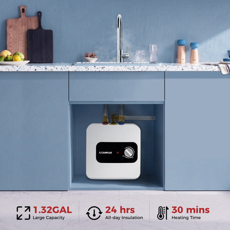 Camplux Electric Mini Tank Water Heater 120V - 1.3 Gallon - Xtrusion Overland