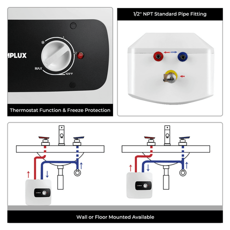 Camplux Electric Mini Tank Water Heater 120V - 4.0 Gallon - Xtrusion Overland
