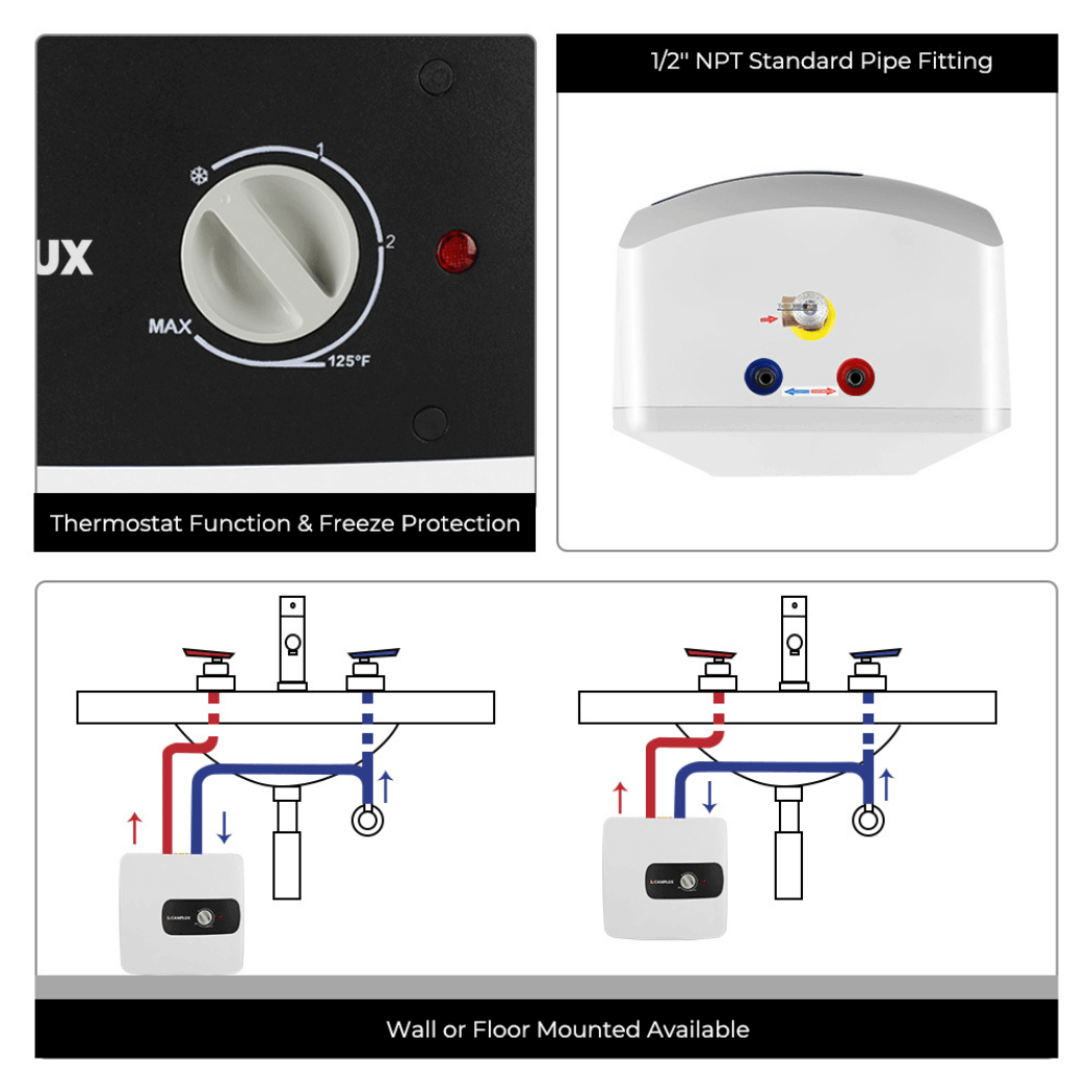 Camplux Electric Mini Tank Water Heater 120V - 6.5 Gallon - Xtrusion Overland
