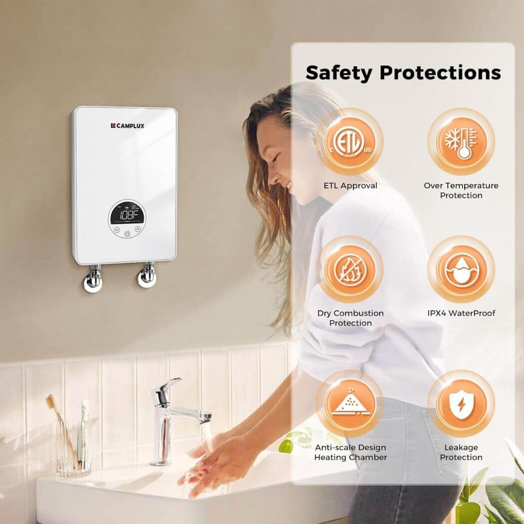 Camplux Electric Point of Use Tankless Hot Water Heater, 4.5kW at 110~120V - Xtrusion Overland