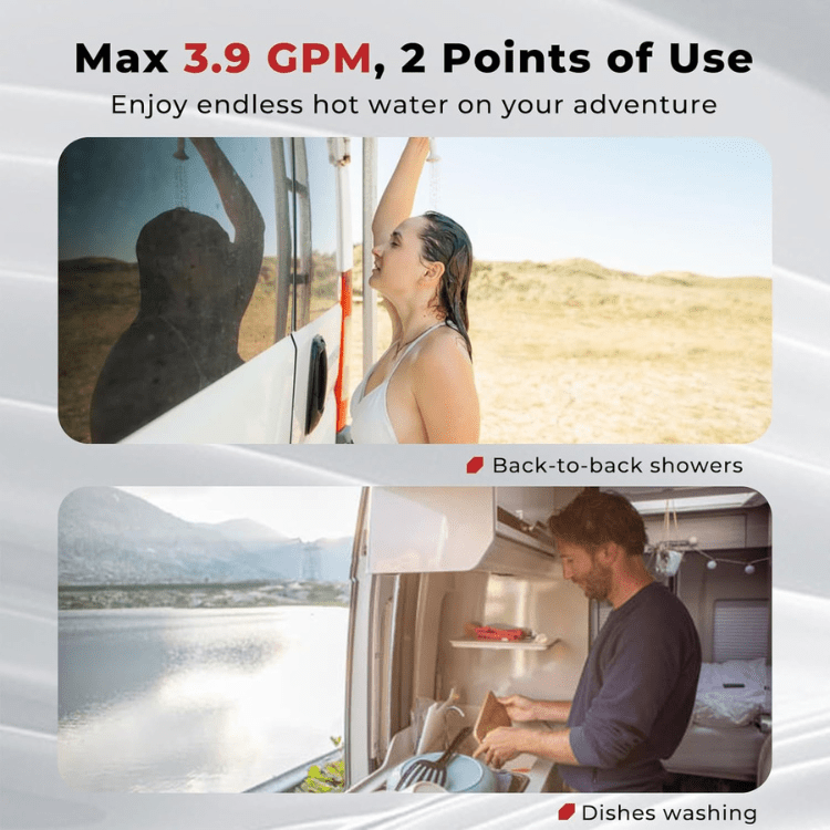Camplux Elite 65,000 BTU RV Tankless Water Heater 2.64 GPM-Black - Xtrusion Overland