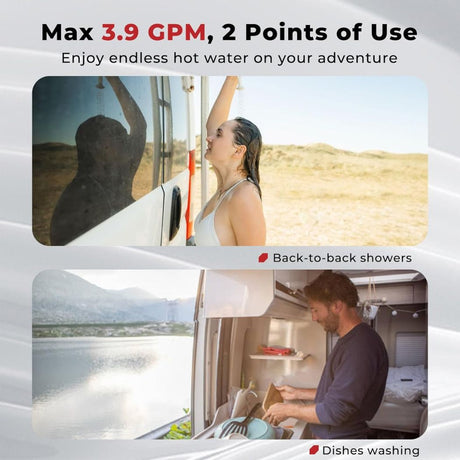 Camplux Elite 65,000 BTU RV Tankless Water Heater 2.64 GPM-White - Xtrusion Overland