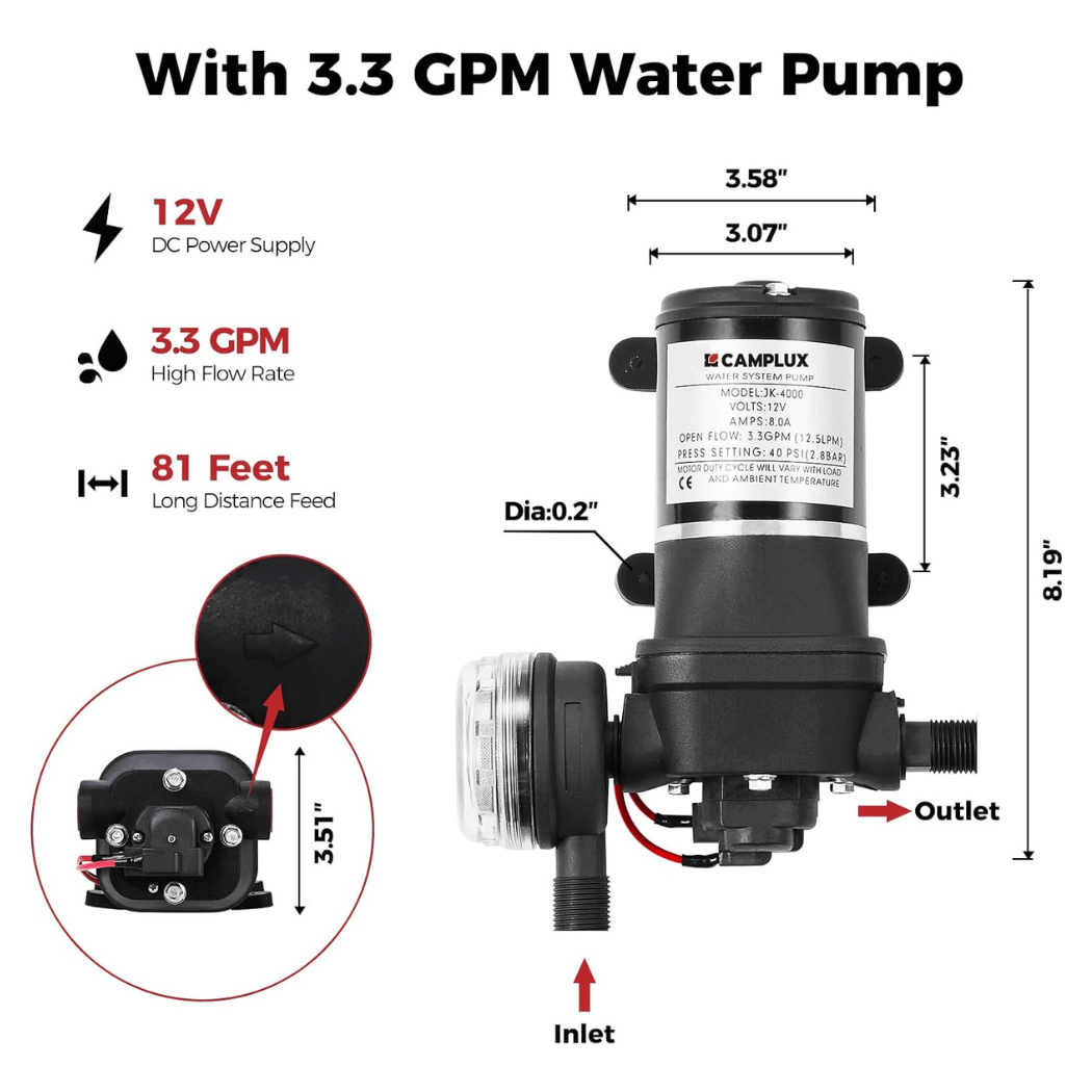 Camplux First F10 Pro LPG Camping Water Heater Pump Kit - Xtrusion Overland
