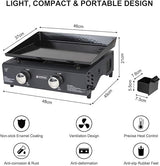 Camplux GP102B Portable 2 Burners Gas Plancha, Garden BBQ Griddle Grill 4.0kW, Outdoor Picnics, Suitable for Butane/Propane Gas - Xtrusion Overland