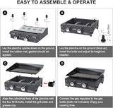 Camplux GP102B Portable 2 Burners Gas Plancha, Garden BBQ Griddle Grill 4.0kW, Outdoor Picnics, Suitable for Butane/Propane Gas - Xtrusion Overland