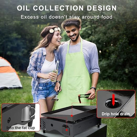 Camplux GP102B Portable 2 Burners Gas Plancha, Garden BBQ Griddle Grill 4.0kW, Outdoor Picnics, Suitable for Butane/Propane Gas - Xtrusion Overland