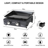 Camplux GP102B Tragbarer 2 Brenner Gasgrill Schwarz, 1700cm², ideal zum Kochen im Freien und Camping - Xtrusion Overland