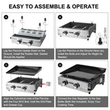 Camplux GP102S Tragbarer Gasgrill Edelstahl, 2 Brenner, 1700cm², ideal zum Kochen im Freien und Camping - Xtrusion Overland