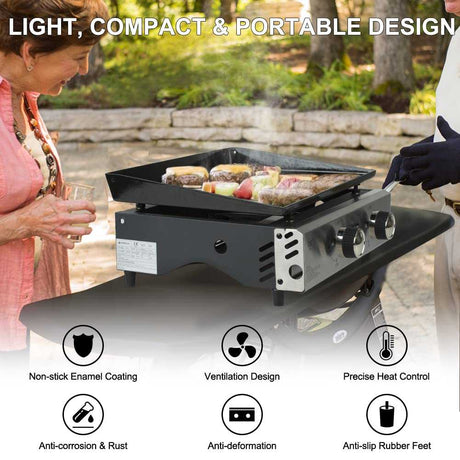 Camplux GP102S Tragbarer Gasgrill Edelstahl, 2 Brenner, 1700cm², ideal zum Kochen im Freien und Camping - Xtrusion Overland