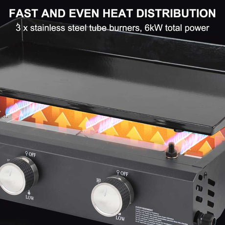Camplux GP103B 3 Brenner Gasgrill Schwarz, 2220cm², ideal zum Kochen im Freien und Camping - Xtrusion Overland