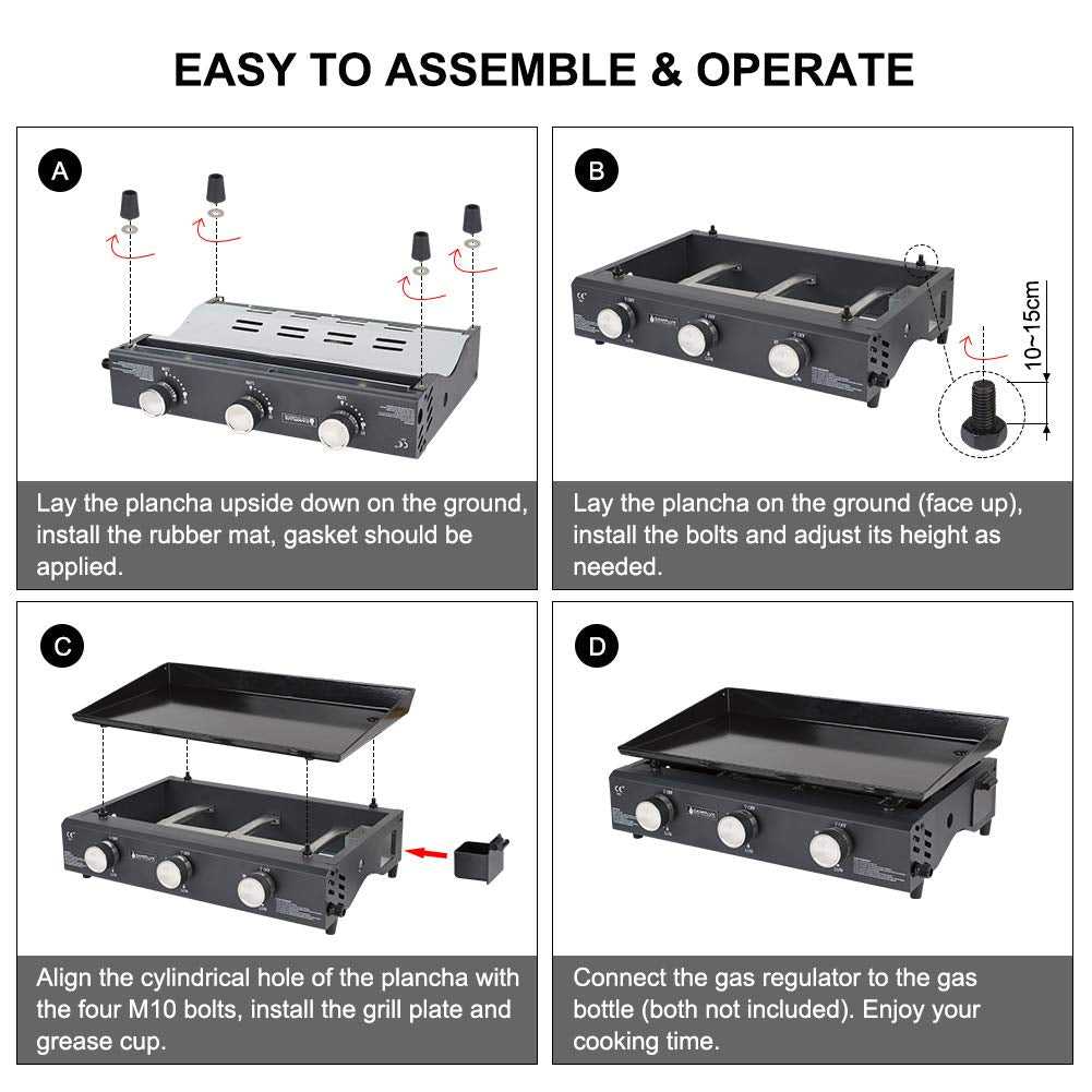 Camplux GP103B 3 Brenner Gasgrill Schwarz, 2220cm², ideal zum Kochen im Freien und Camping - Xtrusion Overland