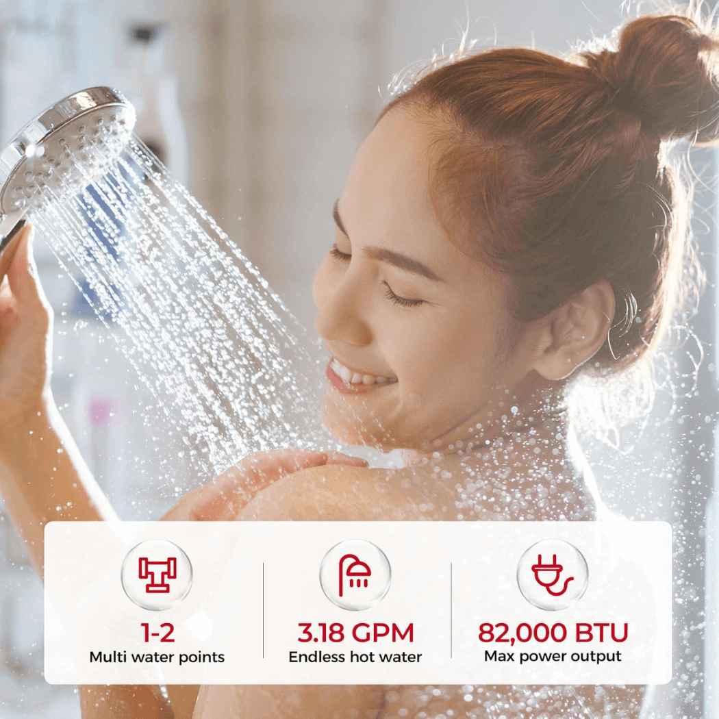 Camplux Instant Indoor Tankless Gas Water Heater 3.18 GPM | Black - Xtrusion Overland