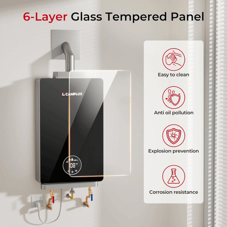 Camplux Instant Indoor Tankless Gas Water Heater 3.18 GPM | Black - Xtrusion Overland