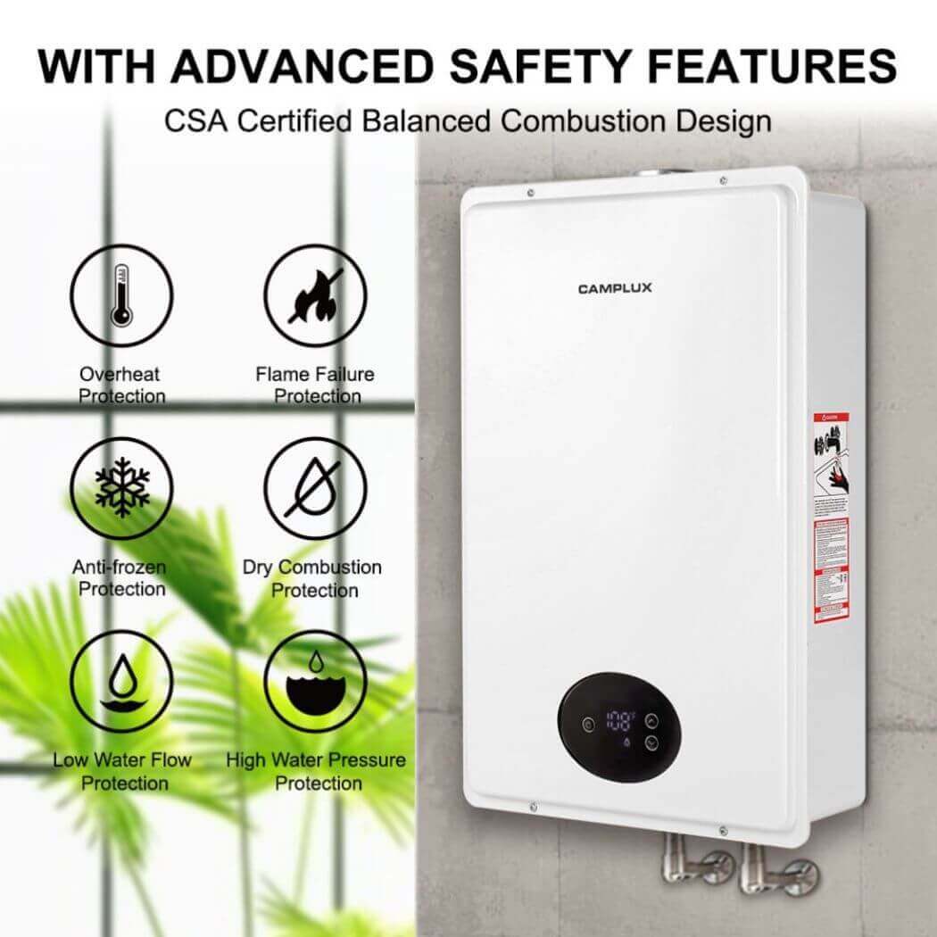 Camplux Instant Indoor Tankless Gas Water Heater 5.28 GPM | White - Xtrusion Overland