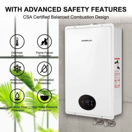 Camplux Instant Indoor Tankless Gas Water Heater 5.28 GPM | White - Xtrusion Overland