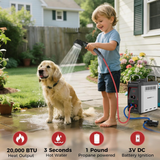 CAMPLUX Nano 3 Portable Propane Water Heater with Pump Kit, Compact & Lightweight Design, Quick Connect Pump Cables & Extension Hoses, Outdoor Camping Shower for Off-Grid Cabin, Hiking, RV - Xtrusion Overland