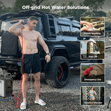 CAMPLUX Nano 3 Portable Propane Water Heater with Pump Kit, Compact & Lightweight Design, Quick Connect Pump Cables & Extension Hoses, Outdoor Camping Shower for Off-Grid Cabin, Hiking, RV - Xtrusion Overland