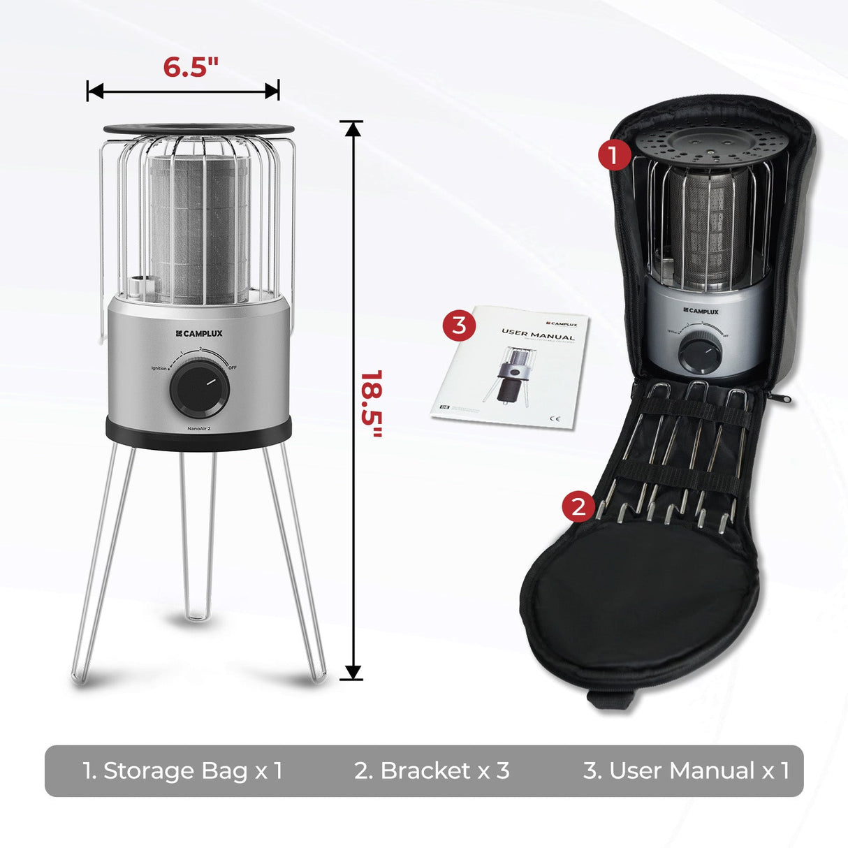 Camplux Nano Air 2, Portable Compact Design for Camping and Patio, Outdoor Propane Heater, Easy Setup - Xtrusion Overland