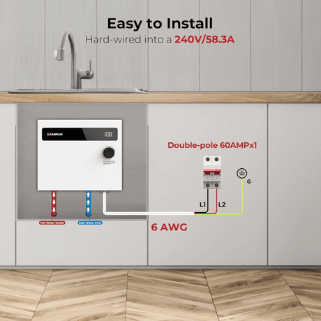 Camplux On Demand Electric Tankless Water Heater 14kW | White - Xtrusion Overland
