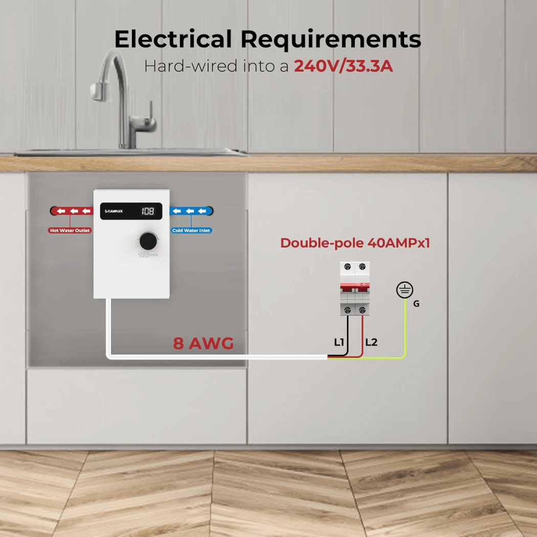 Camplux On Demand Electric Tankless Water Heater 8kW | White - Xtrusion Overland