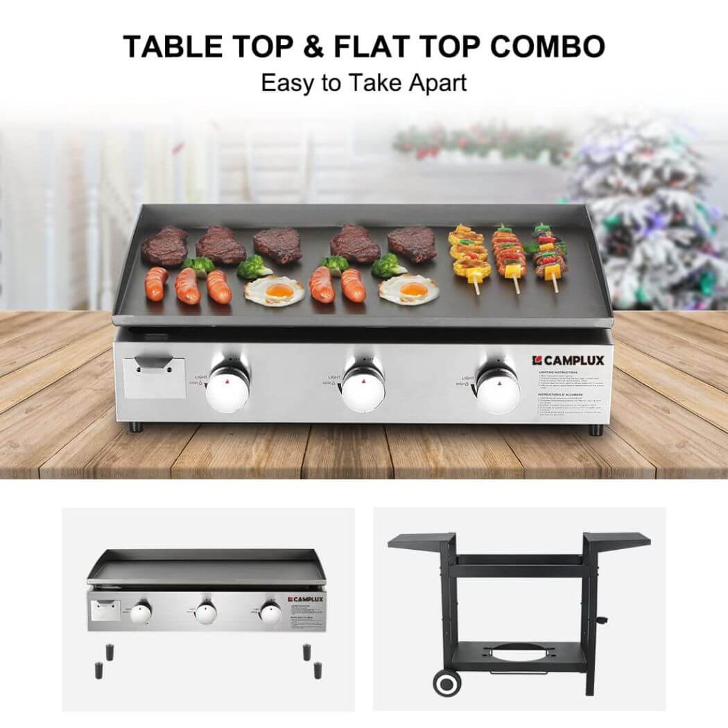 Camplux Outdoor Gas Griddle Grill Combo 3 Burner ,Camping and Tailgating 33,000 BTU w/ 20 LB LP Connector - Xtrusion Overland