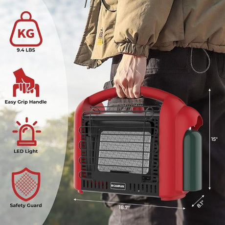 Camplux Portable Heater, Quick Heat 12000 BTU for Camping and Garage, Outdoor Propane Heater BH1501R - Xtrusion Overland