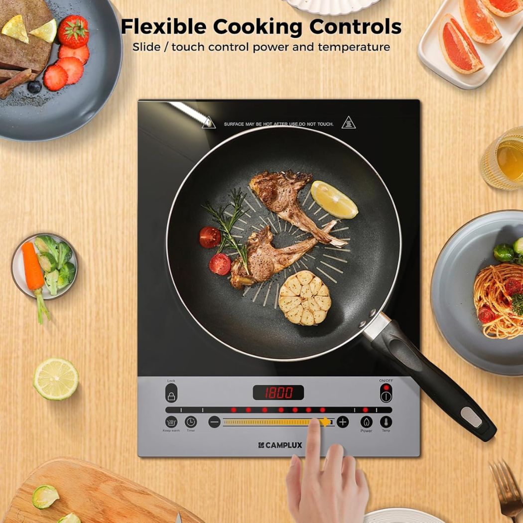 CAMPLUX Portable Induction Cooktop 1800W, 120V Single Burner Electric Cooktop - Xtrusion Overland