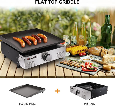 CAMPLUX Portable Propane Grill & Pizza Oven Combo, 11,000 BTU Tabletop Gas Griddle with 17" Pizza Oven Kit and Cordierite Stone, Compact Outdoor Mini Oven for Crispy Pizza, Camping, RV & Tailgating - Xtrusion Overland