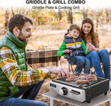 CAMPLUX Portable Propane Grill & Pizza Oven Combo, 11,000 BTU Tabletop Gas Griddle with 17" Pizza Oven Kit and Cordierite Stone, Compact Outdoor Mini Oven for Crispy Pizza, Camping, RV & Tailgating - Xtrusion Overland