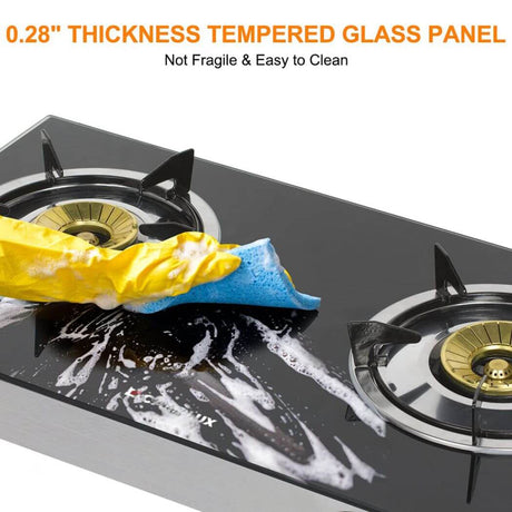 Camplux Propane Gas Cooktop Tempered Glass Double Burners Stove Auto Ignition LPG - Xtrusion Overland
