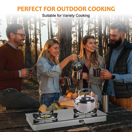 Camplux Propane Gas Cooktop Tempered Glass Double Burners Stove Auto Ignition LPG - Xtrusion Overland
