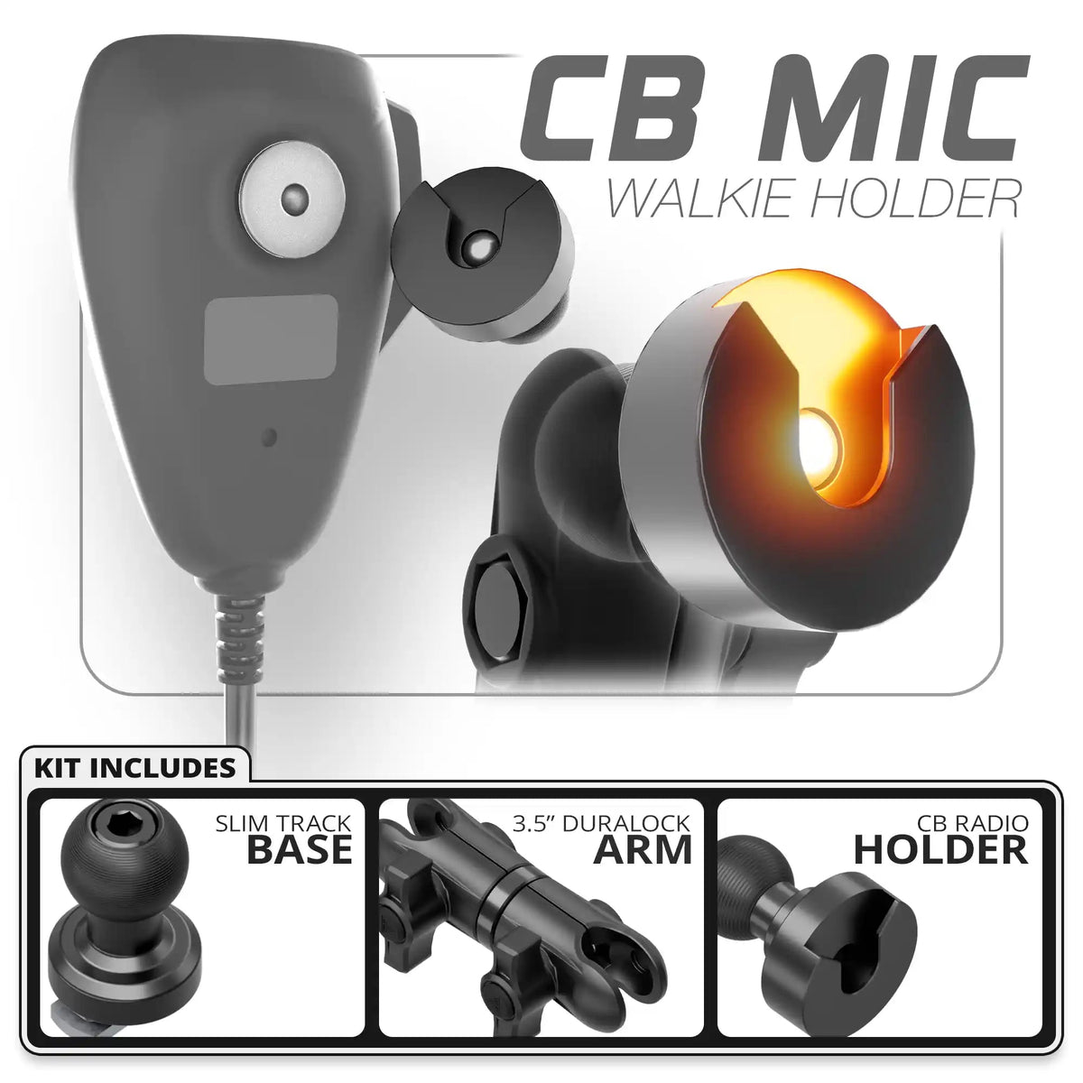 CB Radio Holder | Slim Track Base | 3.5" DuraLock Arm - Xtrusion Overland