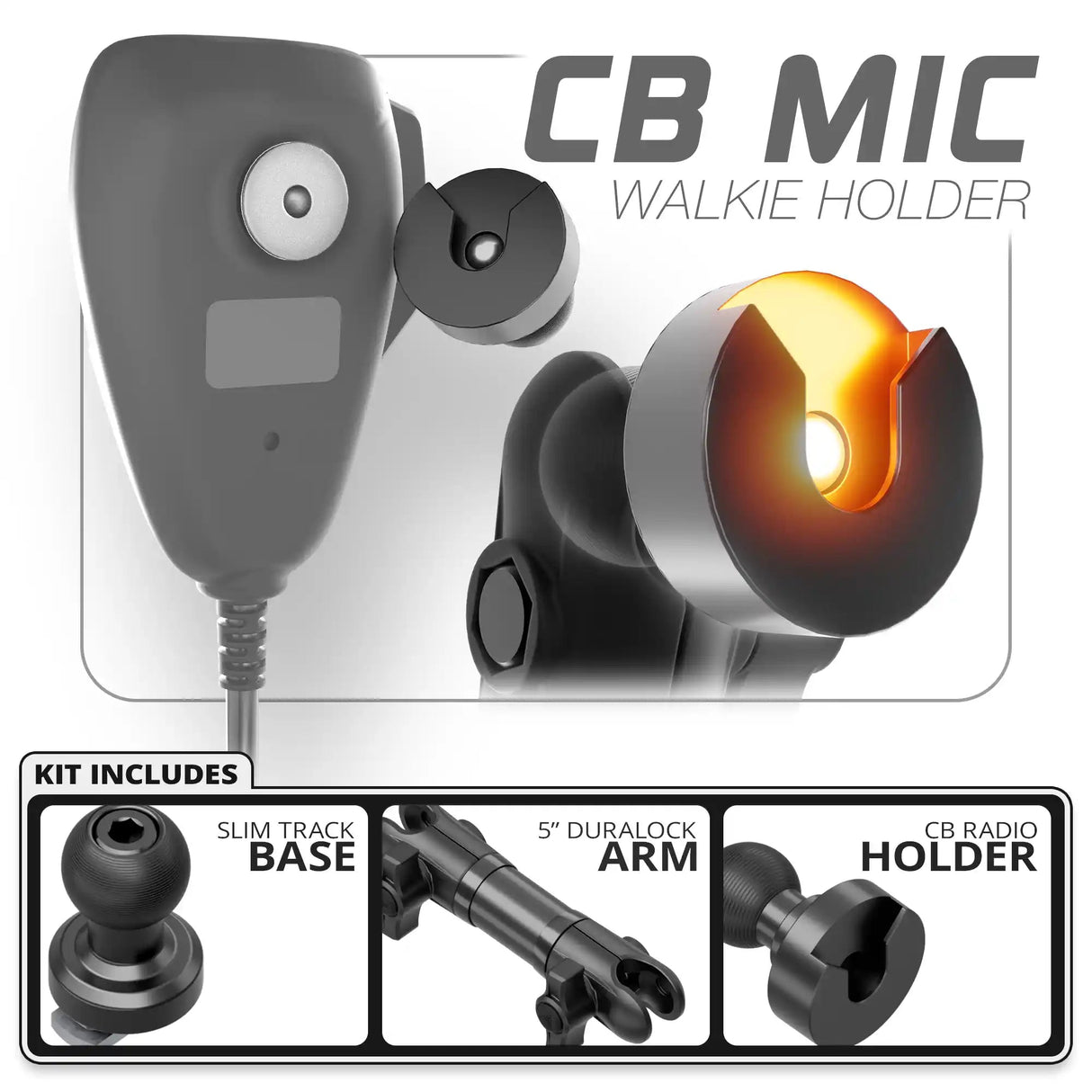 CB Radio Holder | Slim Track Base | 5" DuraLock Arm - Xtrusion Overland