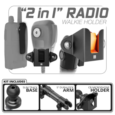 CB Radio/Microphone Holder | Slim Track Base | 5" DuraLock Arm - Xtrusion Overland