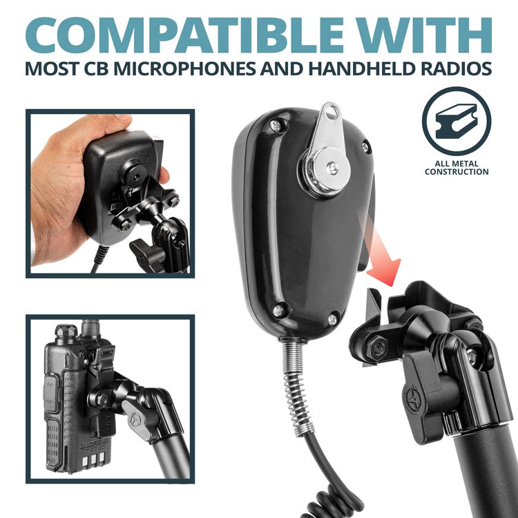 CB Radio/Microphone Holder | Slim Track Base | 6" DuraLock Arm - Xtrusion Overland