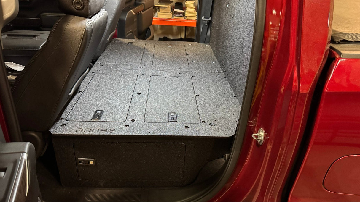 CHEVY - SILVERADO - 4TH GEN - GMC - SIERRA - 2019 - PRESENT - 5TH GEN - EXPLORE SERIES - CREW CAB - SEAT DELETE PLATE SYSTEM - SECOND ROW - 100% - Xtrusion Overland