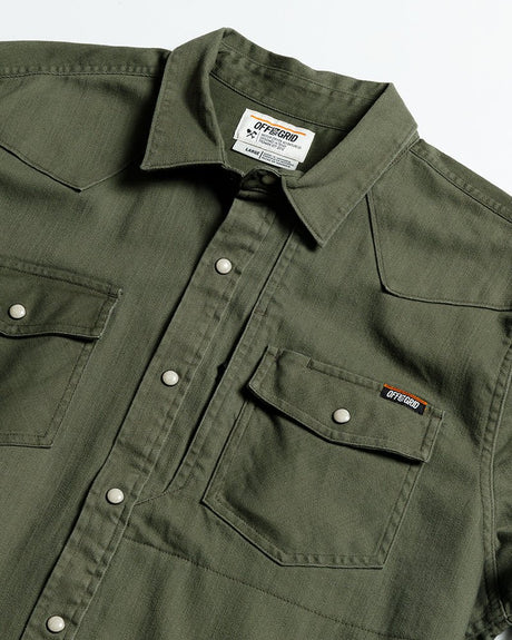 Earl Denim Shirt - Dusty Olive - Xtrusion Overland