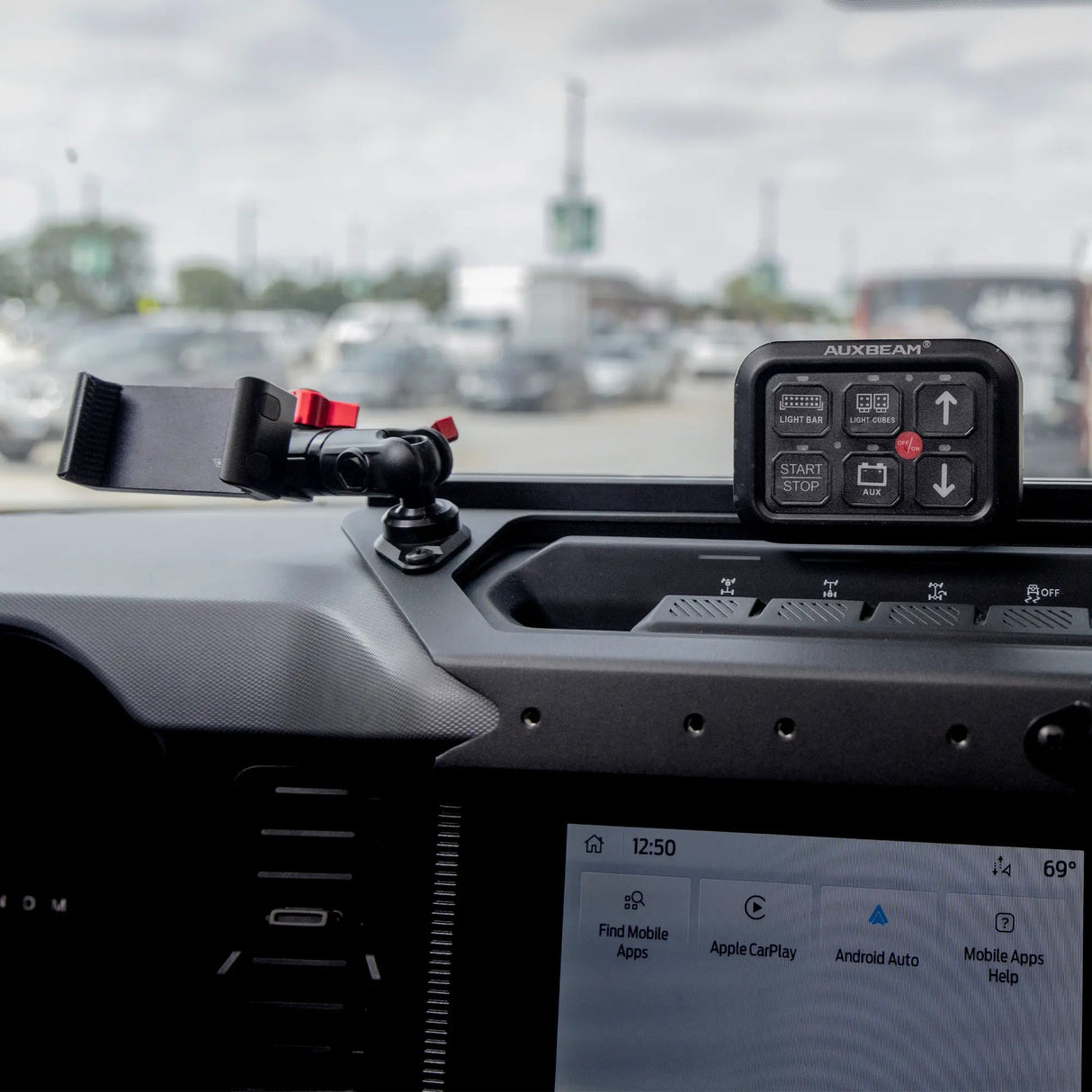 Expedition Essentials Dash Mount With Dual Phone Holders, GoPro and CB Mic Holders | 2021-2025 Ford Bronco & Bronco Raptor (Non-Sport) - Xtrusion Overland