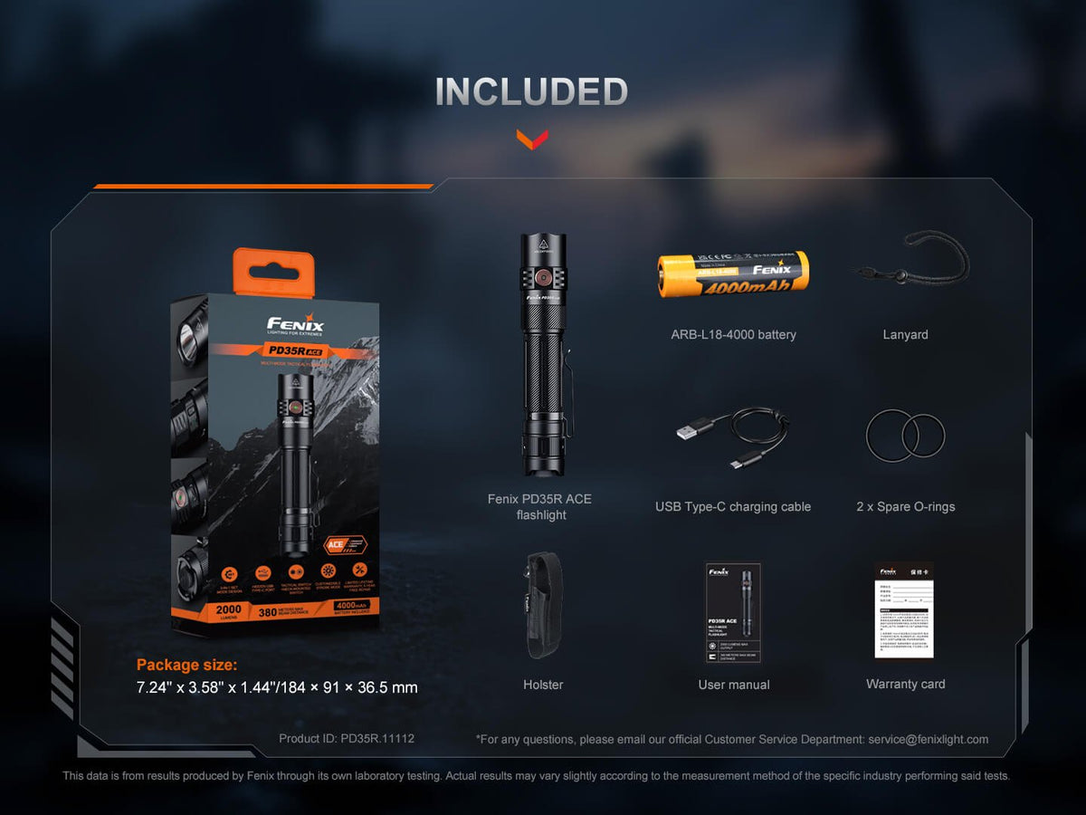 Fenix PD35R ACE Multi-mode Tactical Flashlight - Xtrusion Overland