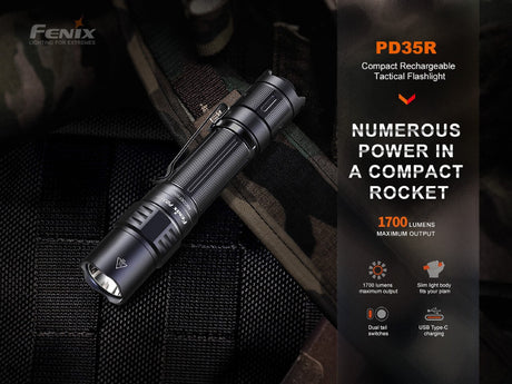 Fenix PD35R Compact Rechargeable Tactical Flashlight - Xtrusion Overland