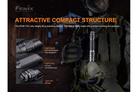 Fenix PD36 TAC Tactical Flashlight - 3000 Lumens - Xtrusion Overland