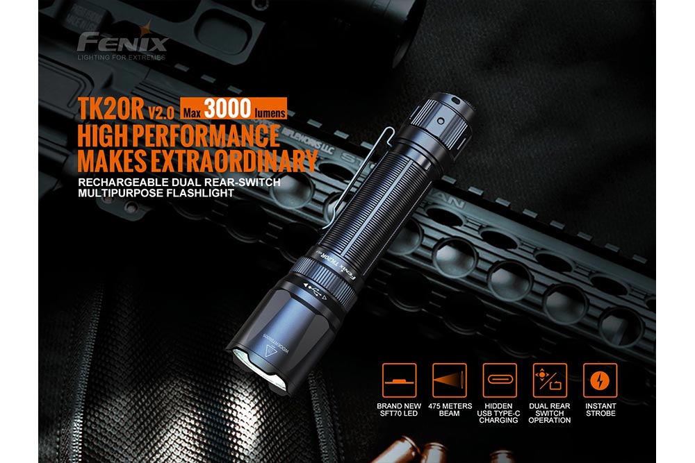 Fenix TK20R V2.0 Rechargeable Flashlight | 3000 lumens - Xtrusion Overland