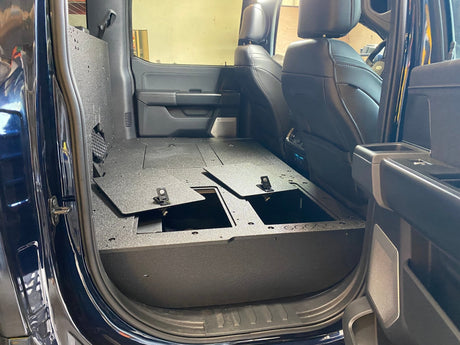 Ford - F150 2021 - Present - 14th Gen. SuperCrew - Second Row Seat Delete Plate System with Factory B&O Subwoofer Center Wall with Exterior Port - Xtrusion Overland