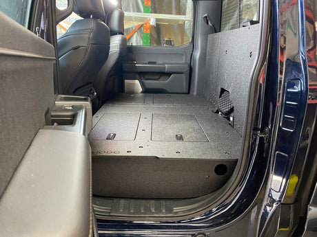 Ford - F150 2021 - Present - 14th Gen. SuperCrew - Second Row Seat Delete Plate System with Factory B&O Subwoofer Center Wall with Exterior Port - Xtrusion Overland